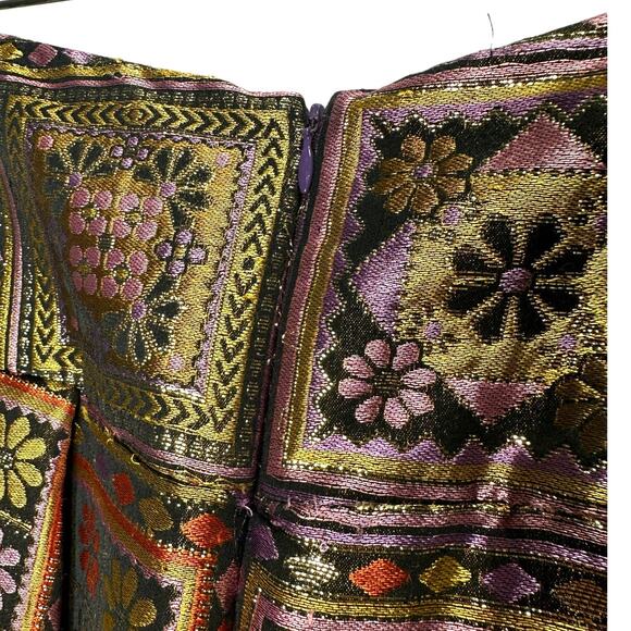 Bill Blass Vintage Metallic Taffeta Patchwork Midi Skirt – Size 4 - Picture 8 of 12